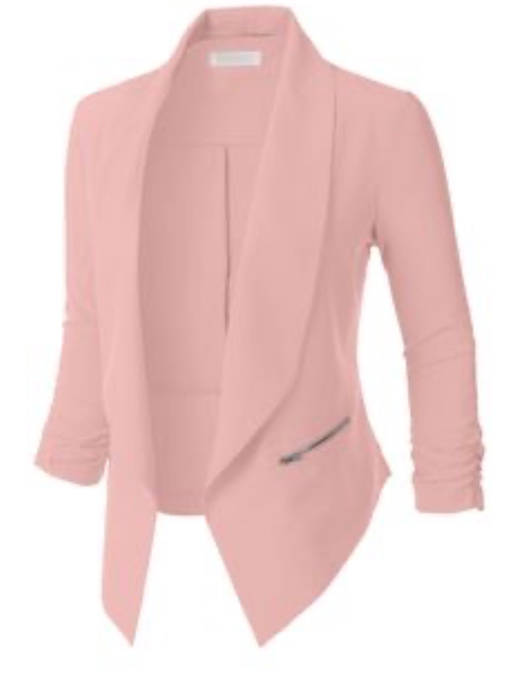 Elodie Blush Pink Open-Front Draped Blazer Jacket